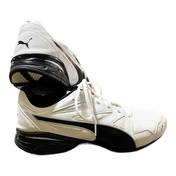 PUMA, MENS TAZON MODERN RUNNING SHOES. WHITE MESH WITH BLACK TRIM. SIZE 11 1/2 - Picture 4 of 8